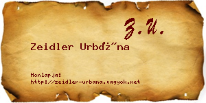 Zeidler Urbána névjegykártya